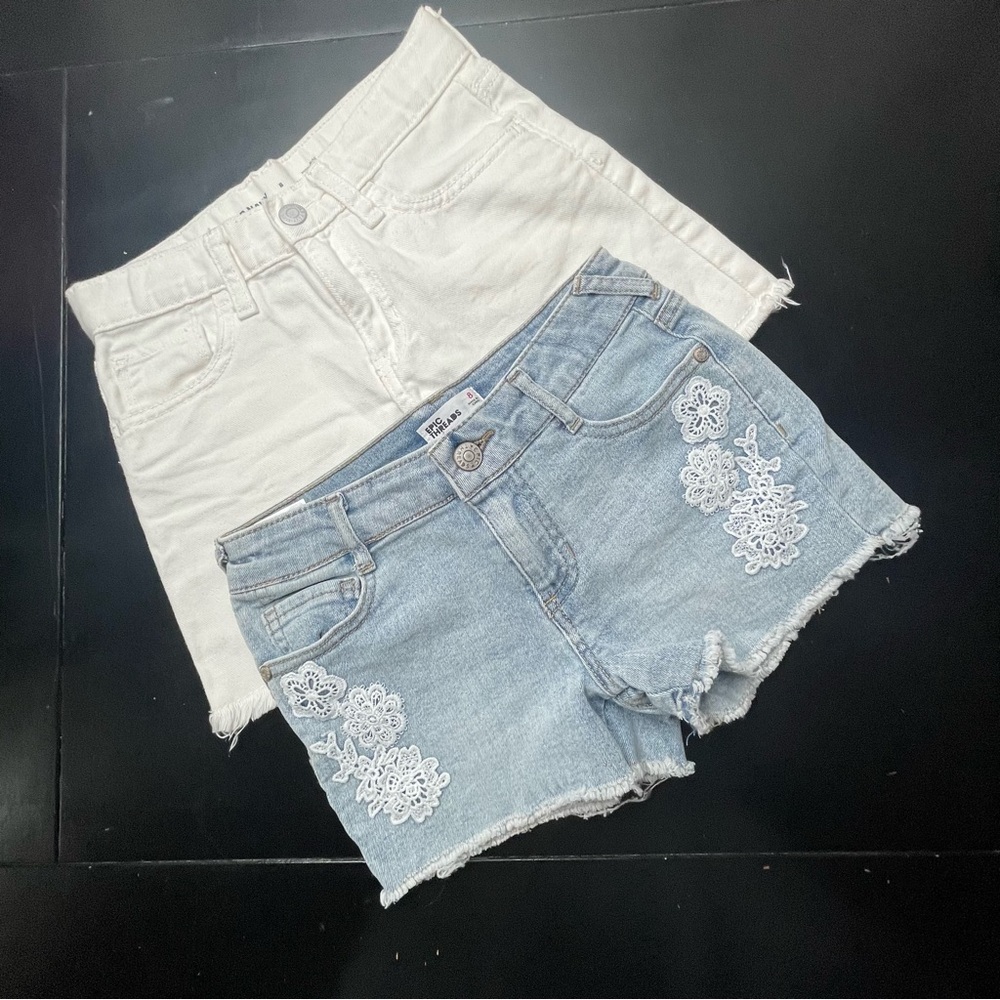 Bundle girls 2- Light Blue and White Jean Shorts 8